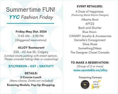 JOIN US! May 31st edition of #YYCFashionFriday at Alloy Restaurant