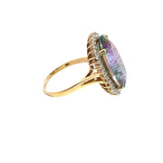 Ring in 14K Yellow Gold with Mystic Topaz and Diamonds, Size 11