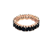 Black Spinel Eternity Band with Cubic Zirconia in Rose gold plated Sterling Silver, Size 8.5