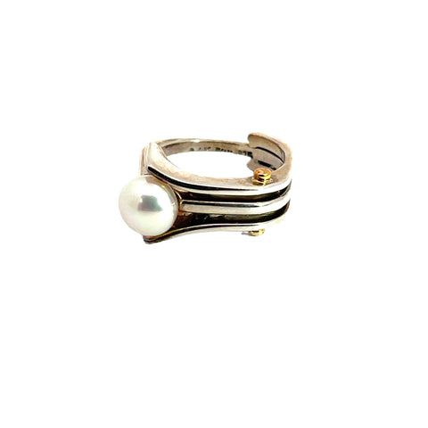 White Pearl Ring in Sterling Silver