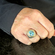Ring in 14K Yellow Gold and Sterling Silver with Blue Topaz, Size 7.5