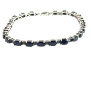 Tennis Bracelet in Sterling Silver with Sapphires, Size 7.5"