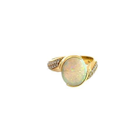 Opal Ring with Diamonds, Size 7