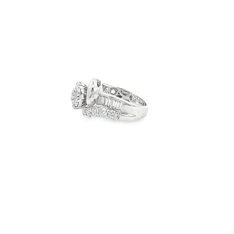 Engagement Ring in Rhodium-Plated 14K White Gold with Diamonds, Size 7