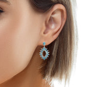 Chandelier Earrings in Sterling Silver with Blue and White Topaz