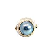 Mabe Pearl Ring in Sterling Silver with Gold Accents