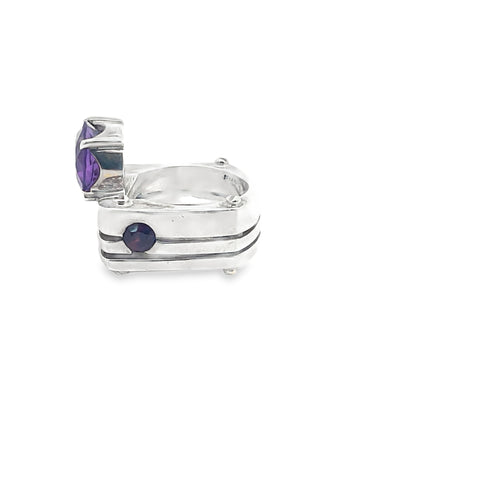 Amethyst Ring in Sterling Silver with 14K Gold Accents