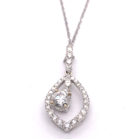 Diamond Pendant set in 18K White Gold with 14K White Gold Chain, 18"