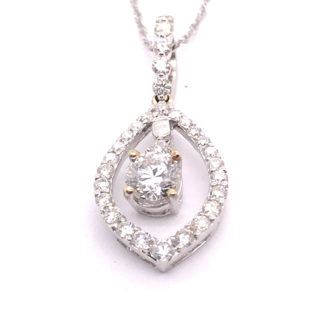 Diamond Pendant set in 18K White Gold with 14K White Gold Chain, 18"
