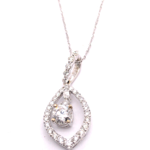 Diamond Pendant set in 18K White Gold with 14K White Gold Chain, 18"