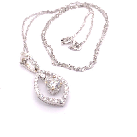 Diamond Pendant set in 18K White Gold with 14K White Gold Chain, 18"