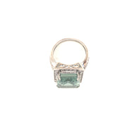 Ring in Sterling Silver with Aqua Blue Quartz and Diamonds, Size 7.5