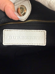 Burberry White Leather House Check Canvas Little Crush Crossbody