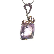 Pink Amethyst Pendant, Sterling Silver Chain, 19"
