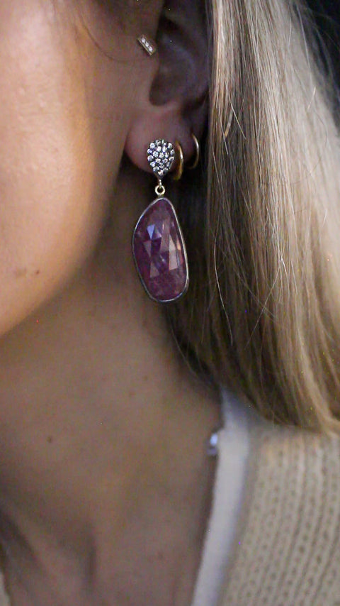 Ela Rae Earrings with Ruby Earrings in gold-plated Sterling Silver