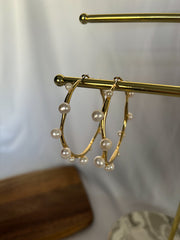 Pearl Hoop Earrings in gold-plated Sterling Silver