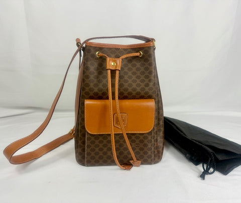 Celine Brown Triomphe Macadam Bucket Bag