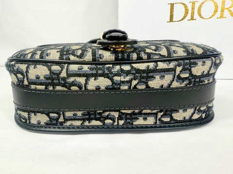 CHRISTIAN DIOR Medium Blue Oblique Jacquard Bobby