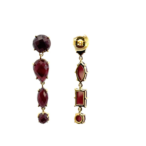 ELA RAE drop Earrings Garnets in gold-plated Sterling Silver
