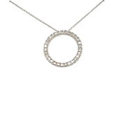 3/4CT Diamond Circle Pendant Necklace in Sterling Silver, 18" Sterling Silver chain