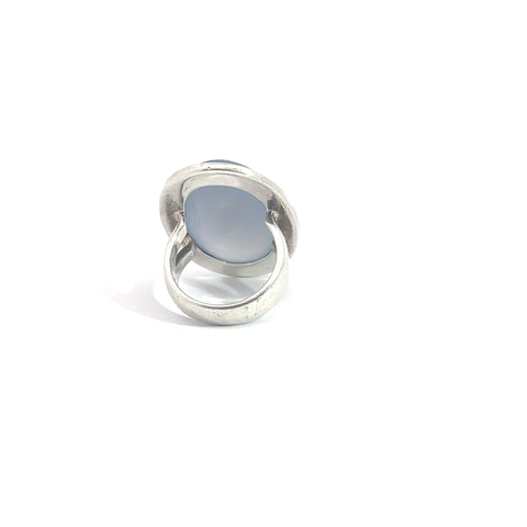 Chalcedony Statement Ring in 925 Sterling Silver, Size 8.5