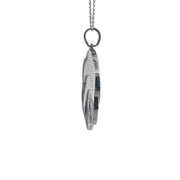 Pendant in Sterling Silver with Pave Diamonds and Black Spinels, 17.5" Sterling Silver Chain