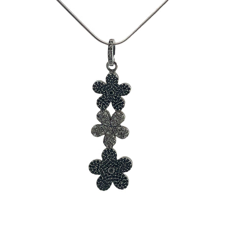 Spinel and Pave Diamond Pendant on Sterling Silver Chain