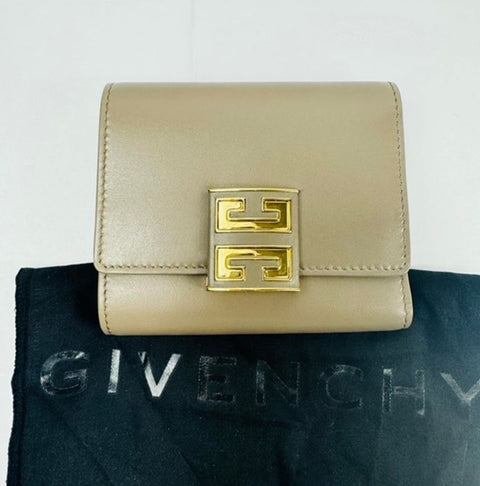 Givenchy Taupe 4G Trifold Wallet