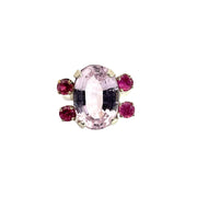 Pink Kunzite and Sapphire Ring, Size 7