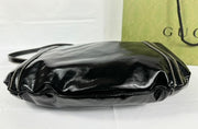 Gucci GG Black Patent Leather Dialux Britt Hobo