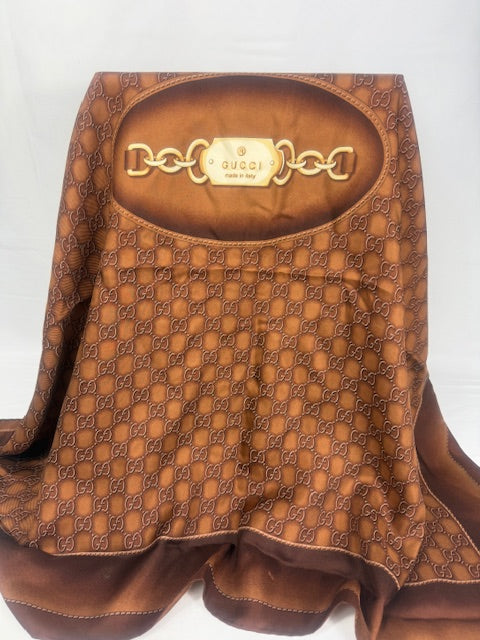 Gucci Brown Silk Scarf