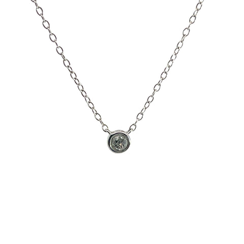 Diamond Solitaire Pendant and Sterling Silver Chain, 18"