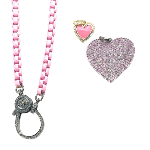 ILLISSA MICHELLE Enamel Necklace, 18" & Sapphire Heart and Enamel and Diamond Pendants