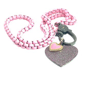Pink Enamel Necklace & Enamel and Pave Diamond Pendants