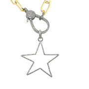 Paperclip Necklace in gold-plated Sterling Silver with Pave Diamond Heart & Star Pendant, 18"s