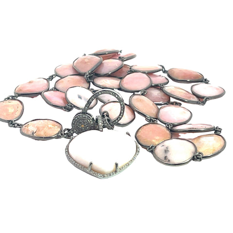 pink opal and pave diamond necklace