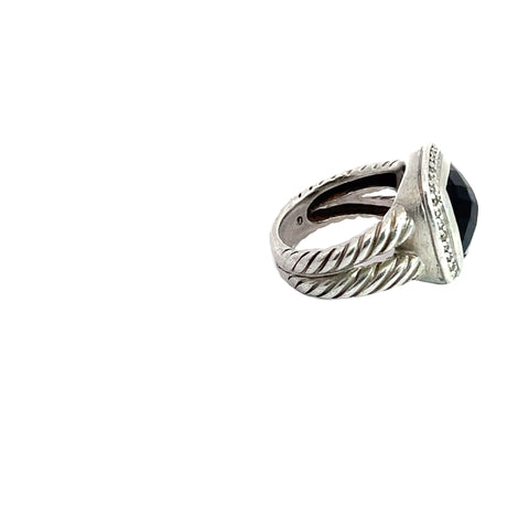 DAVID YURMAN Albion Ring in Sterling Silver with Black Onyx and Diamonds, Size 7