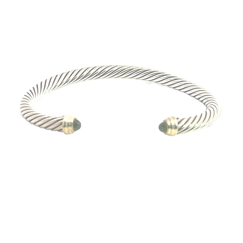 David Yurman Sterling Silver Cuff with Gold Accent and Periot