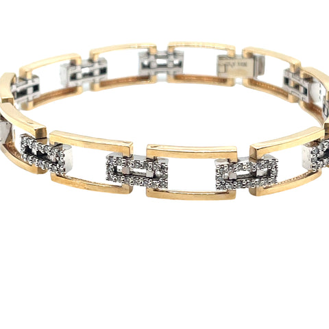 Diamond and Gold Link Bracelet, 7.5"