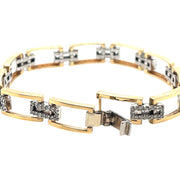 Rectangular Link Diamond Bracelet in 14K Gold, 7.5"