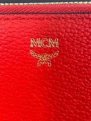 MCM Red Leather Zip Wallet