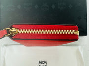 MCM Red Leather Zip Wallet