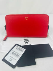 MCM Red Leather Zip Wallet