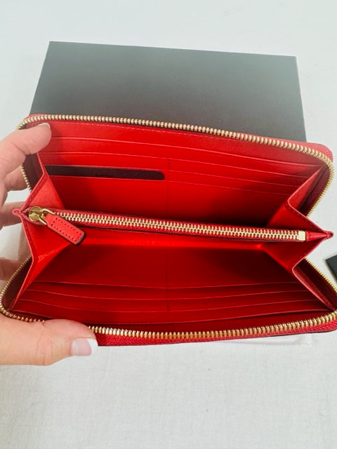 MCM Red Leather Zip Wallet