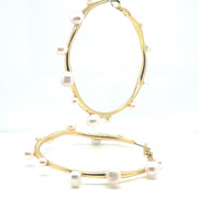 Pearl Hoop Earrings in gold-plated Sterling Silver