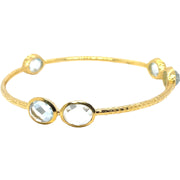 Gold plated Sterling Silver Bangle with Blue Topaz, Size 9