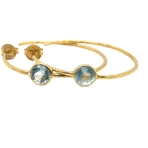 Scarlett Hoop Earrings in gold-plated Sterling Silver with blue Topaz