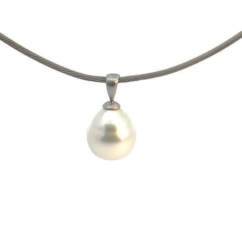 White Pearl Pendant Necklace, 16" & White Pearl Earring Set