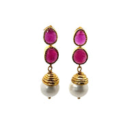 Ruby and Pearl Earrings