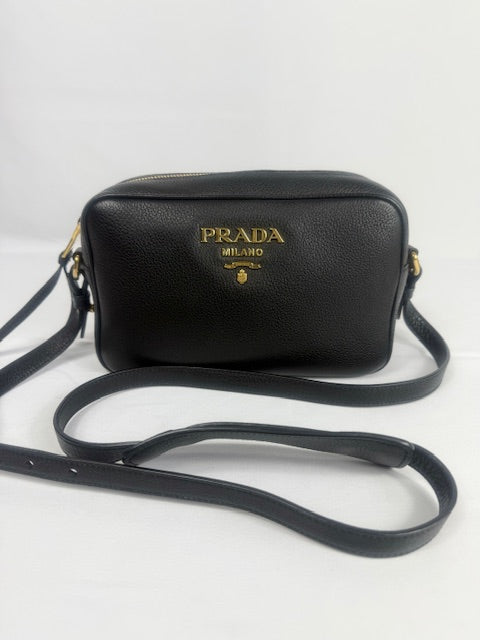 Prada Black Vitello Phenix Crossbody